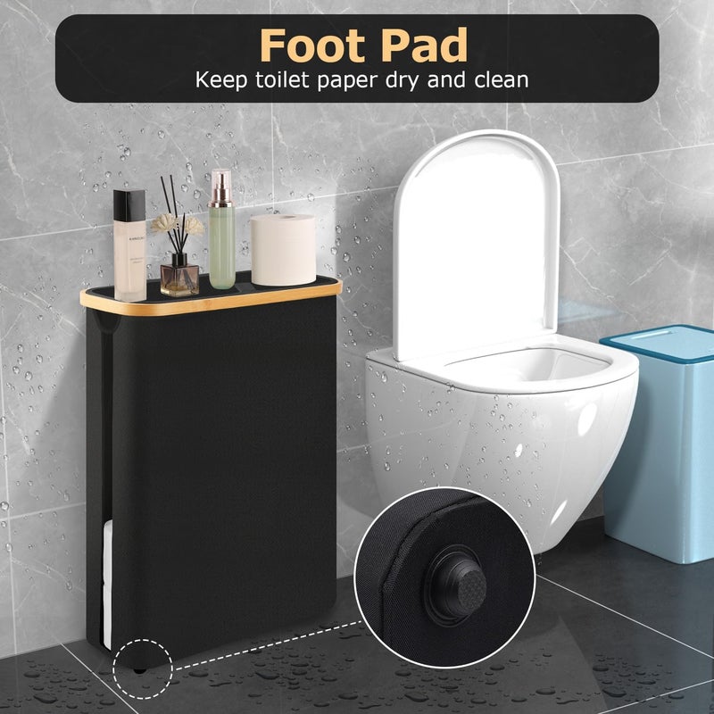 Dotpilgo Extra Large Toilet Paper Storage Basket with Lid 49L Slim Toilet Paper Basket Holder Bin Container Organizer for Bathroom Hold up to 20 Regular Rolls or 15 Mega Rolls - Image 4